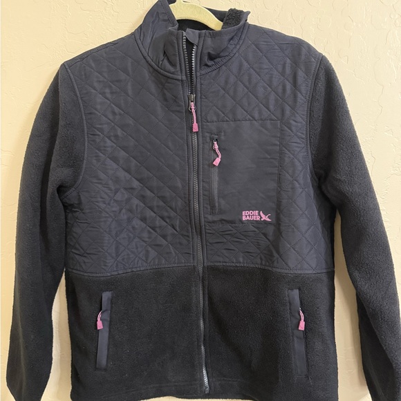 Eddie Bauer Black Quilted Fleece Jacket NWT - Picture 6 of 8